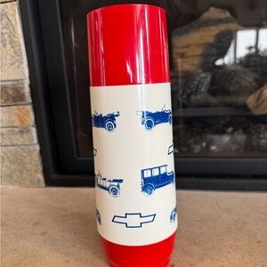 Vintage Thermo Serve thermos.  Boho storage Red white and blue